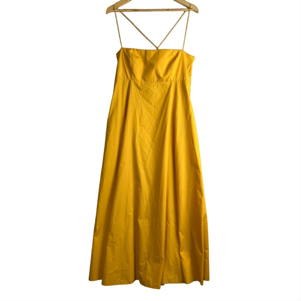 En Saison Bright Yellow Midi Dress with Strappy Back